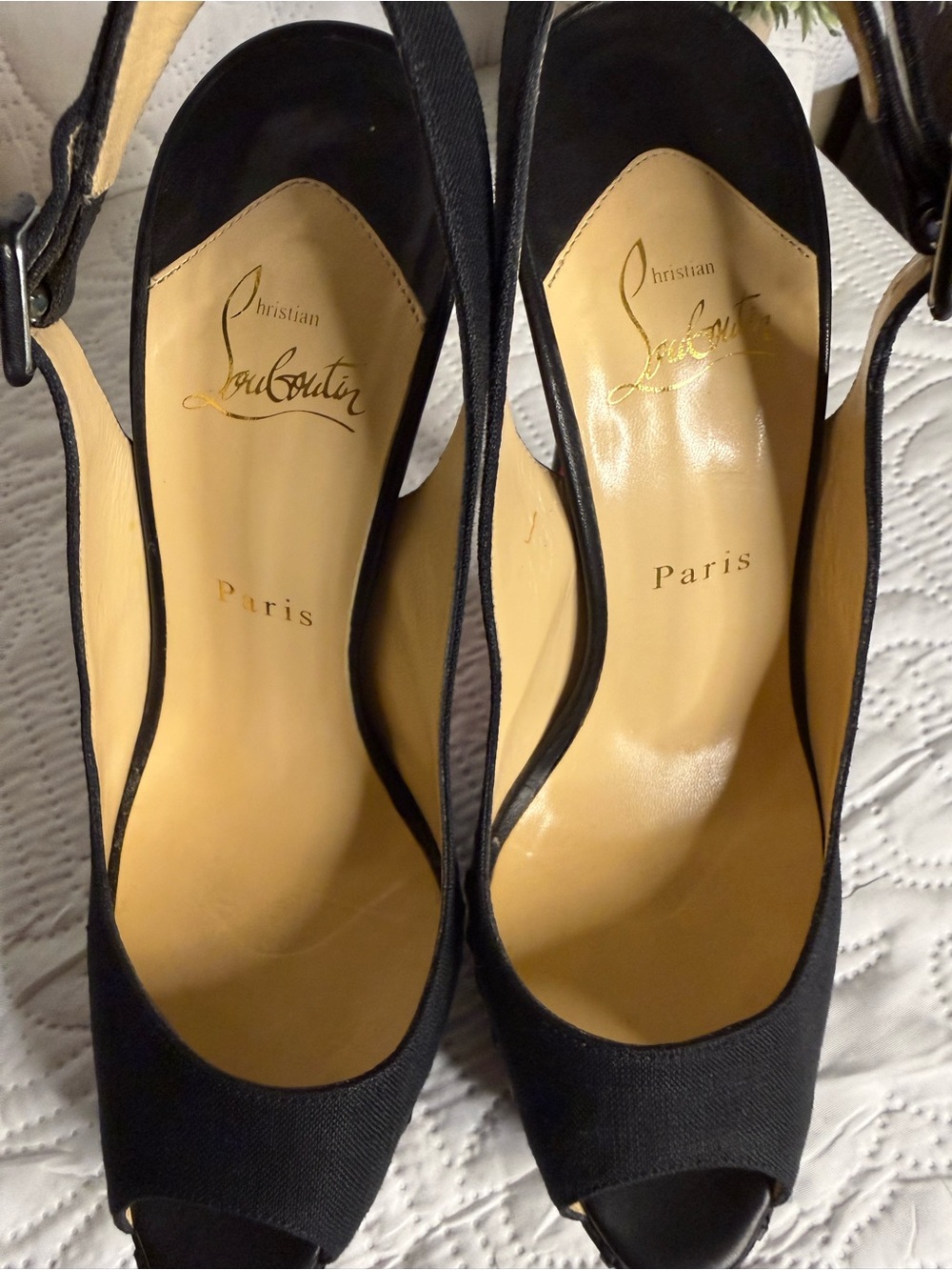 Christian Louboutin Indiana Sling 140 Black Platform Heels Size 39 - Picture 11 of 16